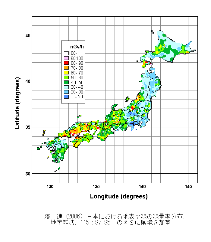{̒n\ʗ (Terrestrial gamma ray dose rates in Japan)